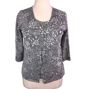 Allie & Rob Evening Bling Blouse Cardigan Boat Neck Lagenlook Silver Gray